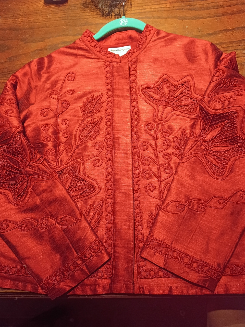 Vintage Norm Thompson Elegant Women's Embroidered Red Blazer Jacket